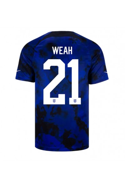 Yhdysvallat Timothy Weah #21 Jalkapallovaatteet Vieraspaita MM-kisat 2022 Lyhythihainen
